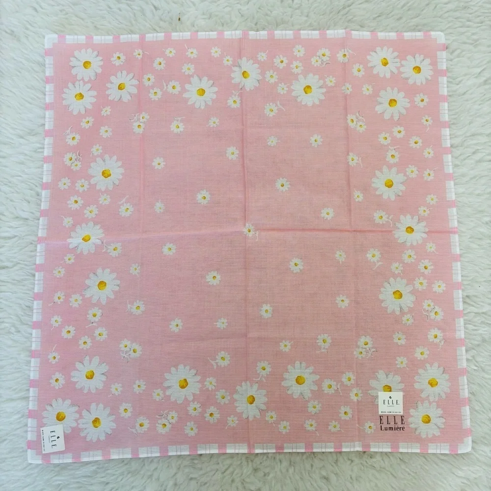 Elle Pink Floral Handkerchief/Bandana  scarf size 17.5”